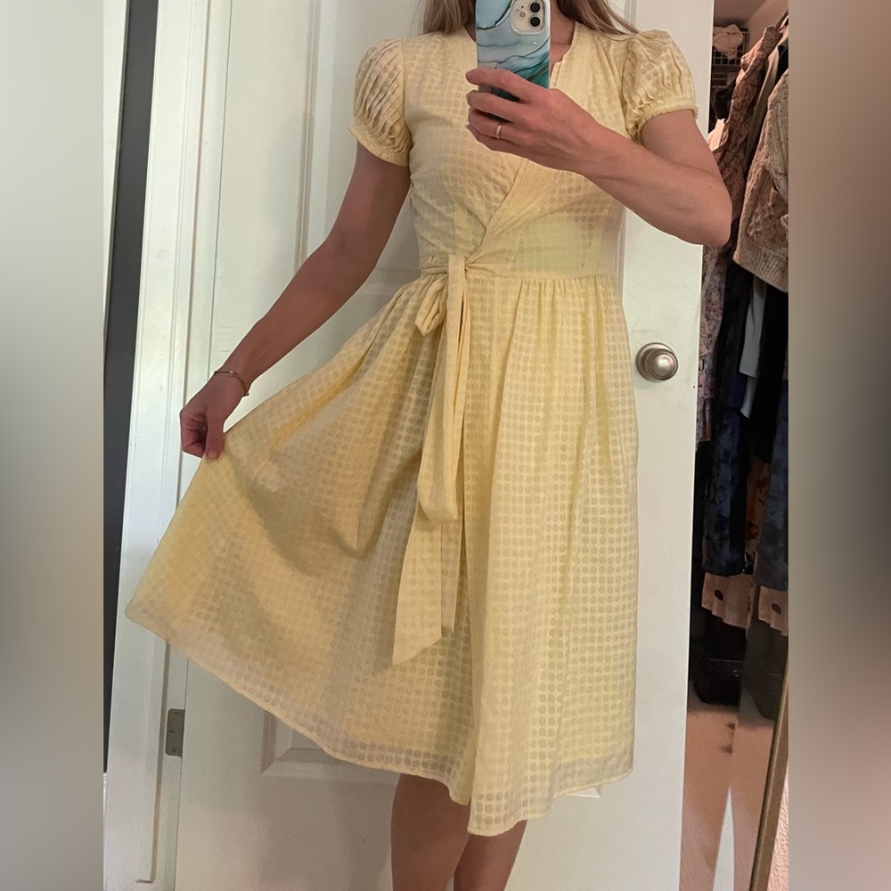 Calvin Klein Yellow Wrap Tie Front Sundress